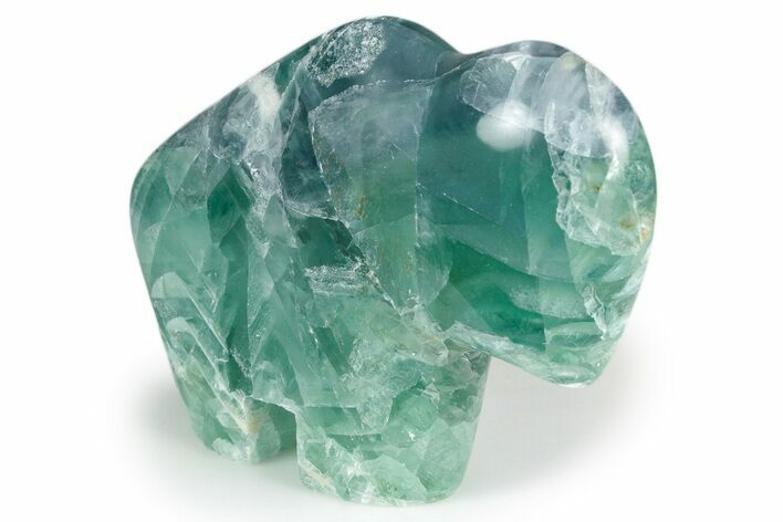 Polished Green Fluorite Bison - Mexico #344846